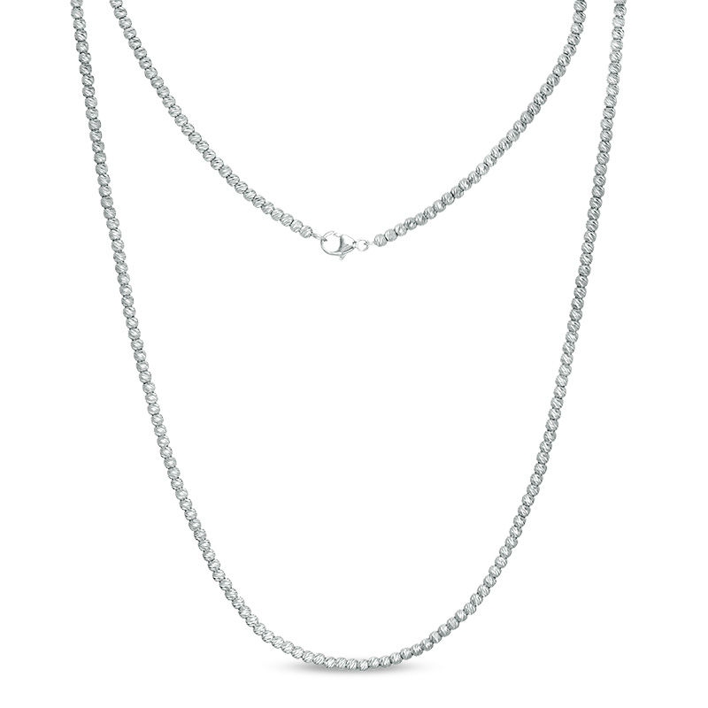 Diamond-Cut Bead Strand Necklace in Sterling Silver
