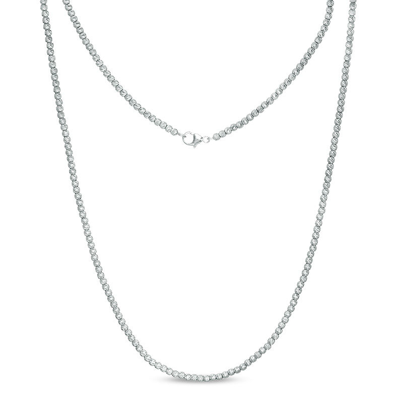 Main Image 1 of Diamond-Cut Bead Strand Necklace in Sterling Silver