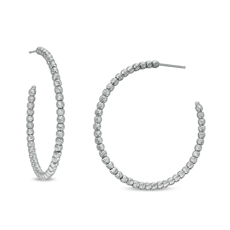 Beaded Hoop Earrings in Sterling Silver