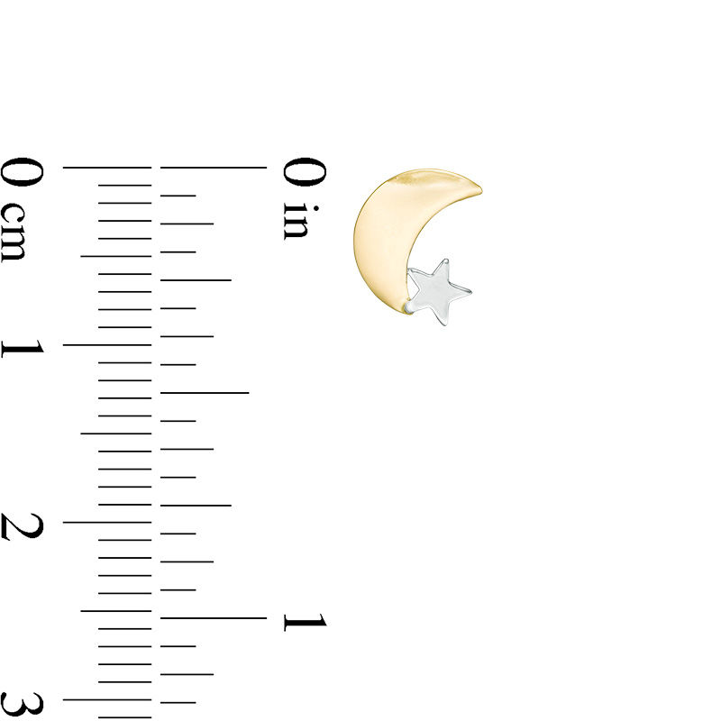 Main Image 2 of Child's Crescent Moon and Star Stud Earrings in 14K Two-Tone Gold