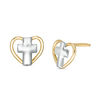 Thumbnail Image 0 of Child's Heart and Cross Stud Earrings in 14K Two-Tone Gold