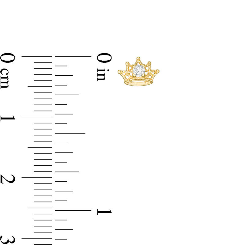 Main Image 2 of Child's Cubic Zirconia Beaded Crown Stud Earrings in 14K Gold