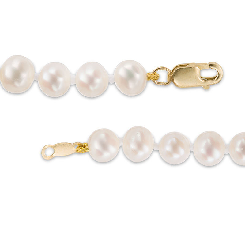 Child's 4.5 - 5.0mm Cultured Freshwater Pearl Strand Bracelet with 14K Gold Clasp - 5.25"