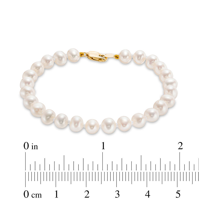 Cultured Freshwater Pearl Bracelet with ID Plate 14k Gold-plated Sterling Silver 