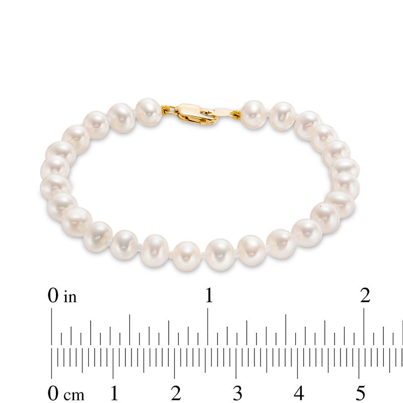 Child's 4.5 - 5.0mm Cultured Freshwater Pearl Strand Bracelet with 14K Gold Clasp - 5.25"