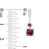 Thumbnail Image 1 of Cushion-Cut and Round Garnet with Diamond Accent Drop Earrings in Sterling Silver