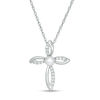 Thumbnail Image 0 of 4.0mm Button Cultured Freshwater Pearl and Lab-Created White Sapphire Loop Cross Pendant in Sterling Silver