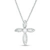 Thumbnail Image 1 of 4.0mm Button Freshwater Cultured Pearl and Lab-Created White Sapphire Loop Cross Pendant in Sterling Silver