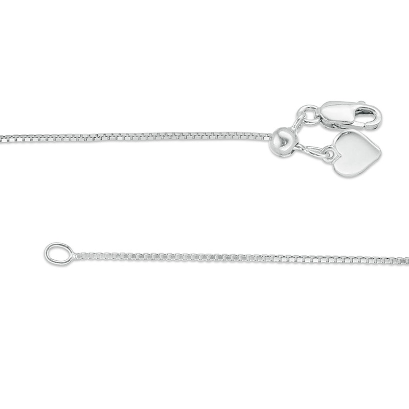 Main Image 3 of Adjustable 015 Gauge Box Chain Necklace in Sterling Silver - 22"