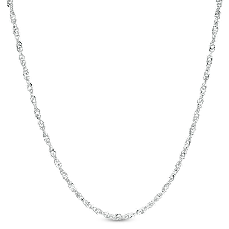Adjustable 030 Gauge Singapore Chain Necklace in Sterling Silver - 22"
