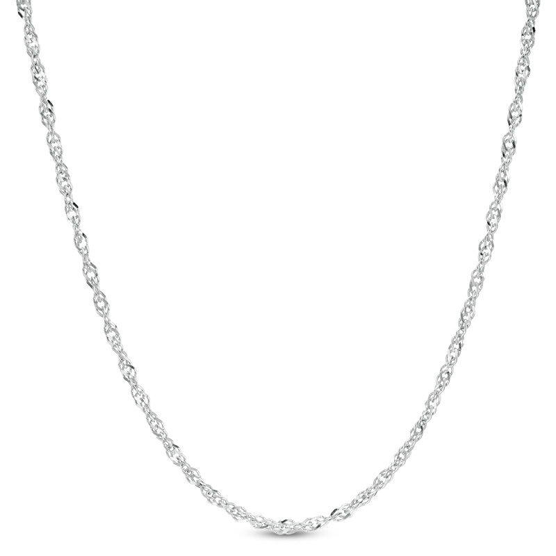 Main Image 1 of Adjustable 030 Gauge Singapore Chain Necklace in Sterling Silver - 22"