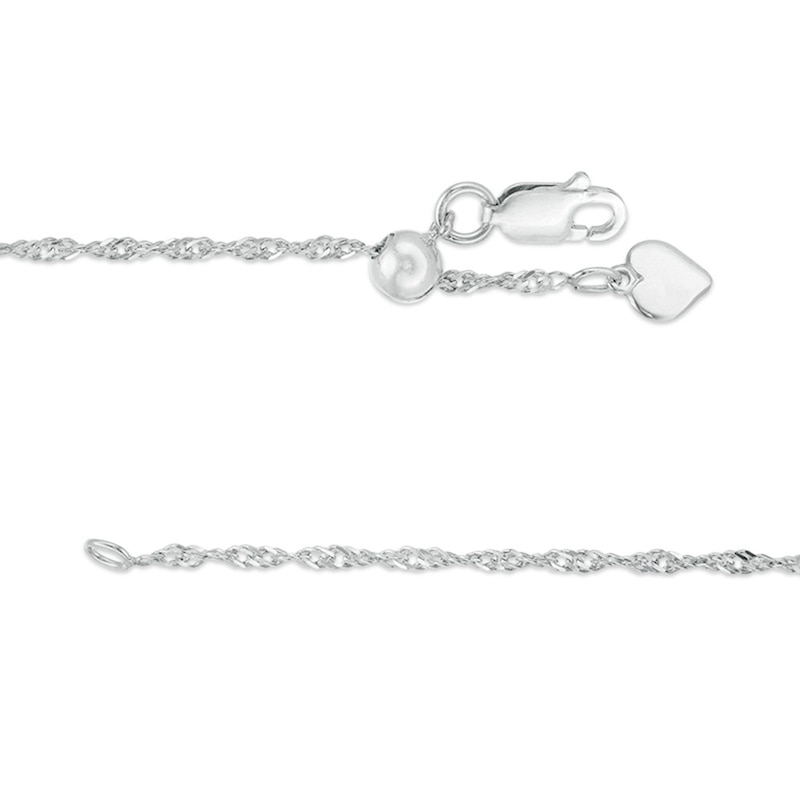 Main Image 3 of Adjustable 030 Gauge Singapore Chain Necklace in Sterling Silver - 22"