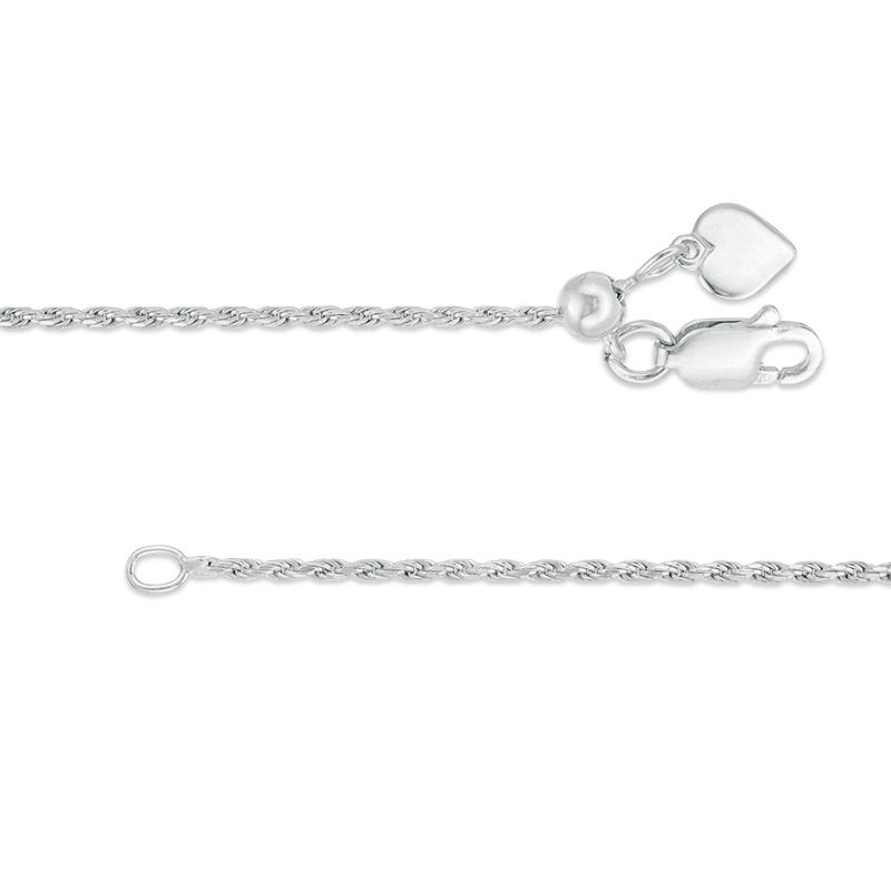 Adjustable 020 Gauge Rope Chain Necklace in Sterling Silver - 22"