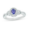 Thumbnail Image 0 of Oval Tanzanite and Lab-Created White Sapphire Frame Twist Ring in Sterling Silver