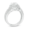 Thumbnail Image 1 of 7.5mm Lab-Created White Sapphire Frame Triple Row Bridal Set in Sterling Silver