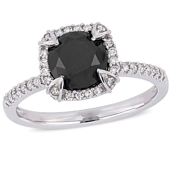 2 CT. T.W. Black and White Diamond Frame Engagement Ring in 10K White Gold Zales Outlet