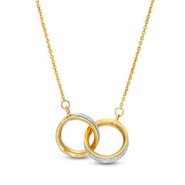 Made in Italy Glitter Enamel Interlocking Circles Necklace in 14K Gold