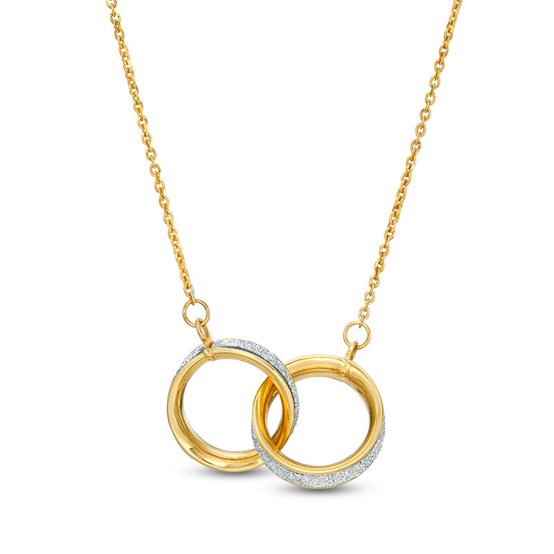 Made in Italy Glitter Enamel Interlocking Circles Necklace in 14K Gold