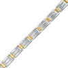 Thumbnail Image 0 of Men's 1/3 CT. T.W. Diamond Double Row and Barrel Link Bracelet in Sterling Silver and 10K Gold - 8.5"