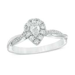 3/8 CT. T.W. Pear-Shaped Diamond Frame Twist Engagement in 10K White Gold