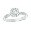 Thumbnail Image 0 of 3/8 CT. T.W. Emerald-Cut Diamond Frame Twist Engagement Ring in 10K White Gold
