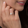 Thumbnail Image 2 of 3/8 CT. T.W. Emerald-Cut Diamond Frame Twist Engagement Ring in 10K Rose Gold