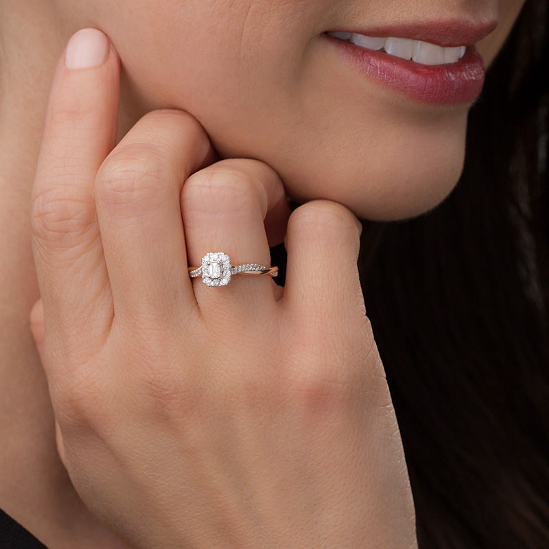 8 CT. T.W. Diamond Double Frame Multi-Row Engagement Ring in 14K White Gold  | Zales Outlet