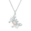 Thumbnail Image 0 of Lab-Created Opal, White Sapphire and Swiss Blue Topaz Crab Tilted Pendant in Sterling Silver