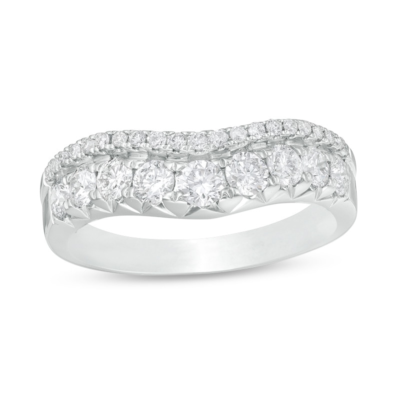 Main Image 1 of 1 CT. T.W. Diamond Double Row Contour Band in 14K White Gold
