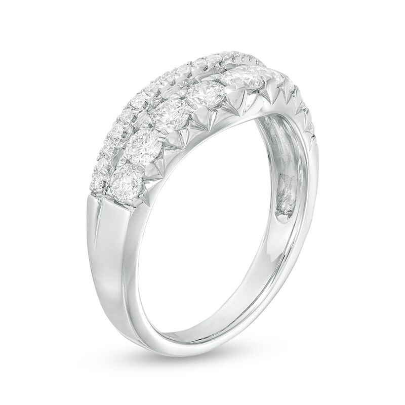 Main Image 2 of 1 CT. T.W. Diamond Double Row Contour Band in 14K White Gold