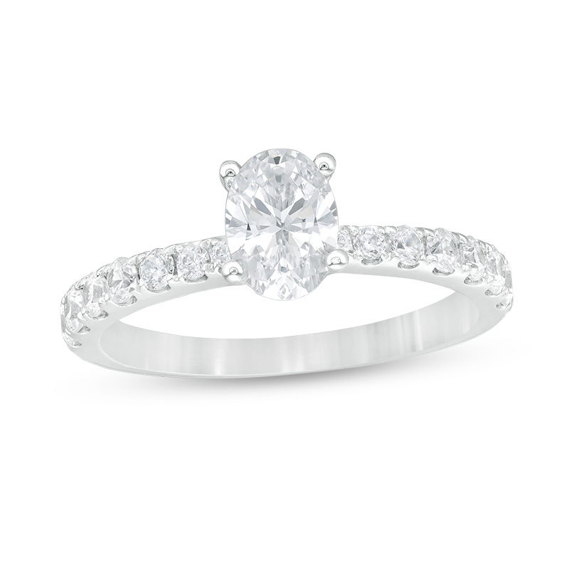 1 CT. T.W. Certified Oval Diamond Engagement Ring in 14K White Gold (I/SI2)