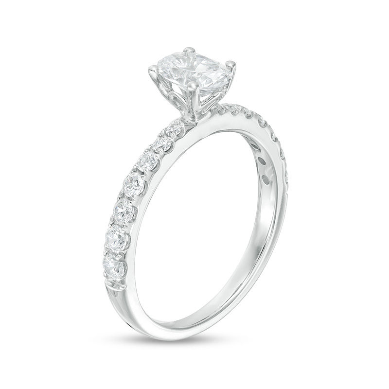 1 CT. T.W. Certified Oval Diamond Engagement Ring in 14K White Gold (I/SI2)