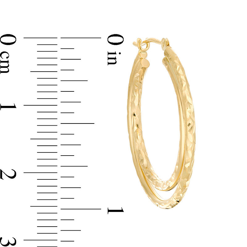 Main Image 2 of Diamond-Cut Layered Double Hoop Earrings in 14K Gold