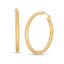 35.0mm Diamond-Cut Chevron Hoop Earrings in 14K Gold