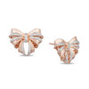 Thumbnail Image 1 of Enchanted Disney Snow White 1/10 CT. T.W. Diamond Bow Stud Earrings in 10K Rose Gold