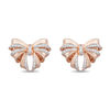 Thumbnail Image 2 of Enchanted Disney Snow White 1/10 CT. T.W. Diamond Bow Stud Earrings in 10K Rose Gold