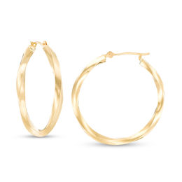 30.0mm Square Twist Hoop Earrings in 14K Gold