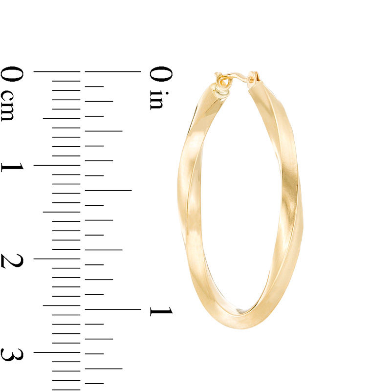 2.0 x 30.0mm Square Twist Hoop Earrings in 14K Gold
