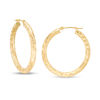 Thumbnail Image 0 of 3.0 x 30.0mm Diamond-Cut Basket Weave Hoop Earrings in 14K Gold