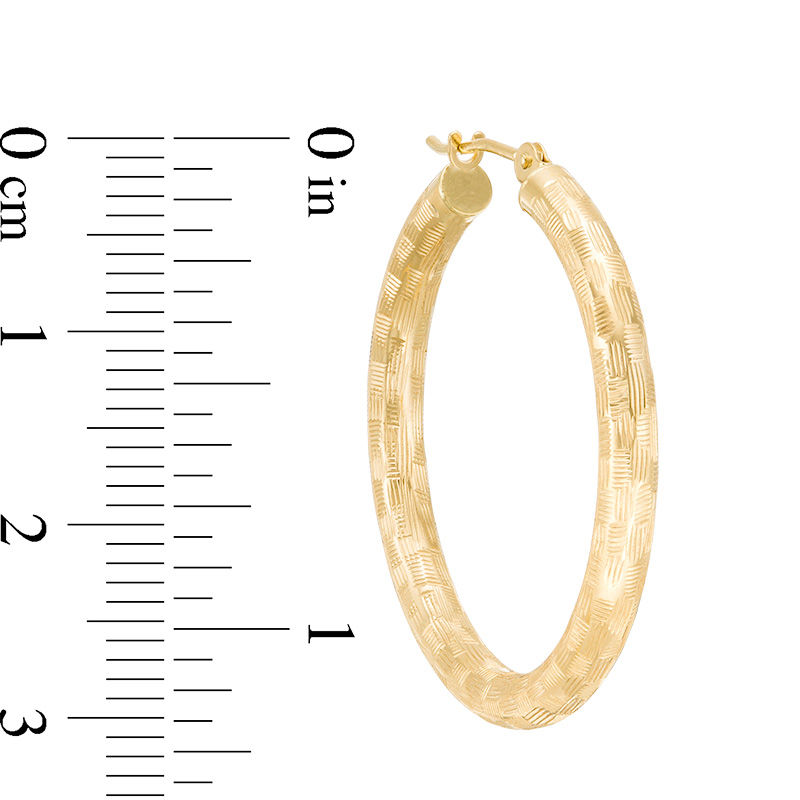 Main Image 2 of 30.0mm Diamond-Cut Basket Weave Hoop Earrings in 14K Gold