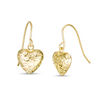 Diamond-Cut Puff Heart Drop Earrings in 14K Gold