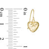 Diamond-Cut Puff Heart Drop Earrings in 14K Gold