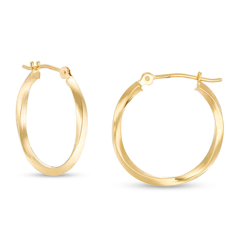 1.52 x 20.0mm Square Twist Hoop Earrings in 14K Gold