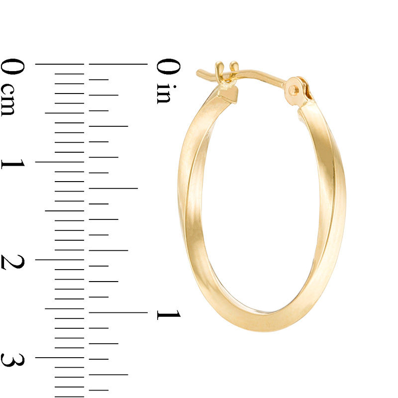 1.52 x 20.0mm Square Twist Hoop Earrings in 14K Gold