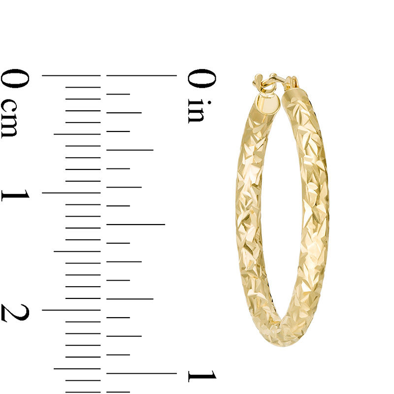 25.0mm Diamond-Cut Tube Hoop Earrings in 14K Gold