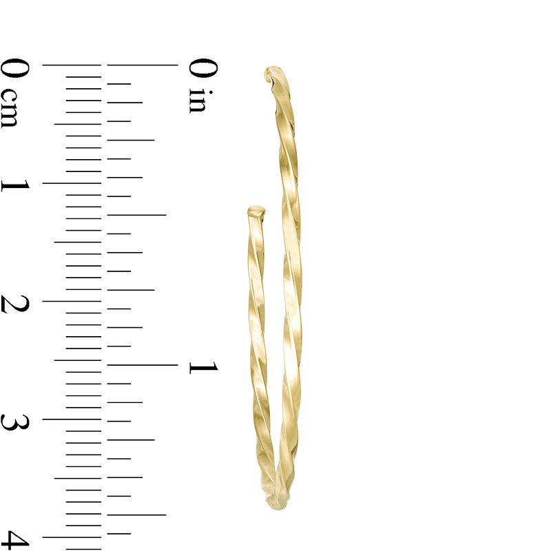 40.0mm Twisted Square Tube Half-Hoop Earrings in 14K Gold