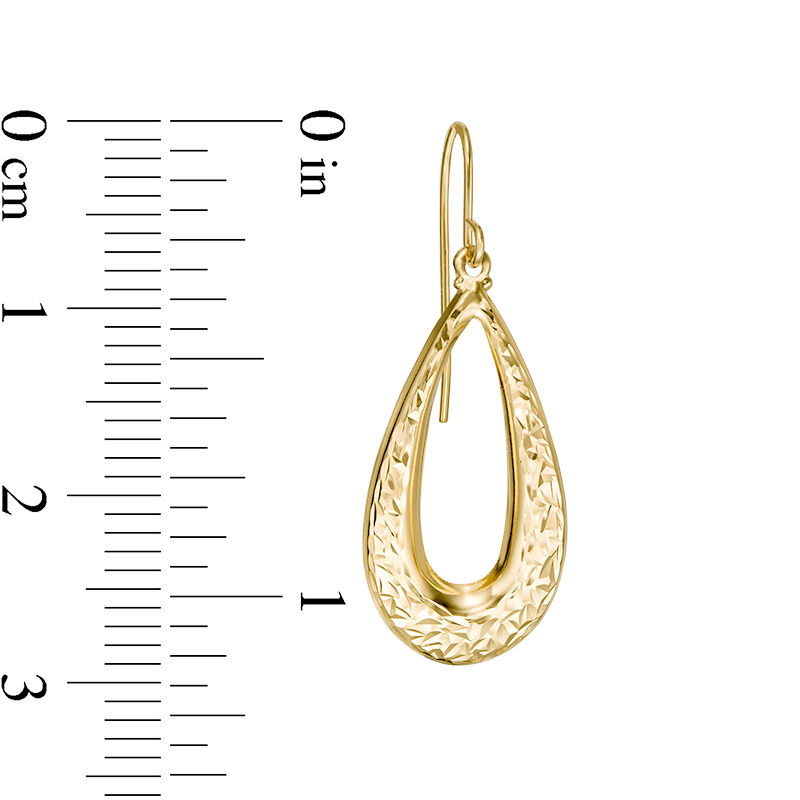 Diamond-Cut Open Teardrop Earrings in 14K Gold