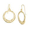 Diamond-Cut Open Circle Drop Earrings in 14K Gold