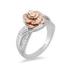 Thumbnail Image 2 of Enchanted Disney Belle 1/4 CT. T.W. Diamond Rose Bypass Swirl Ring in Sterling Silver and 10K Rose Gold