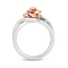 Thumbnail Image 3 of Enchanted Disney Belle 1/4 CT. T.W. Diamond Rose Bypass Swirl Ring in Sterling Silver and 10K Rose Gold